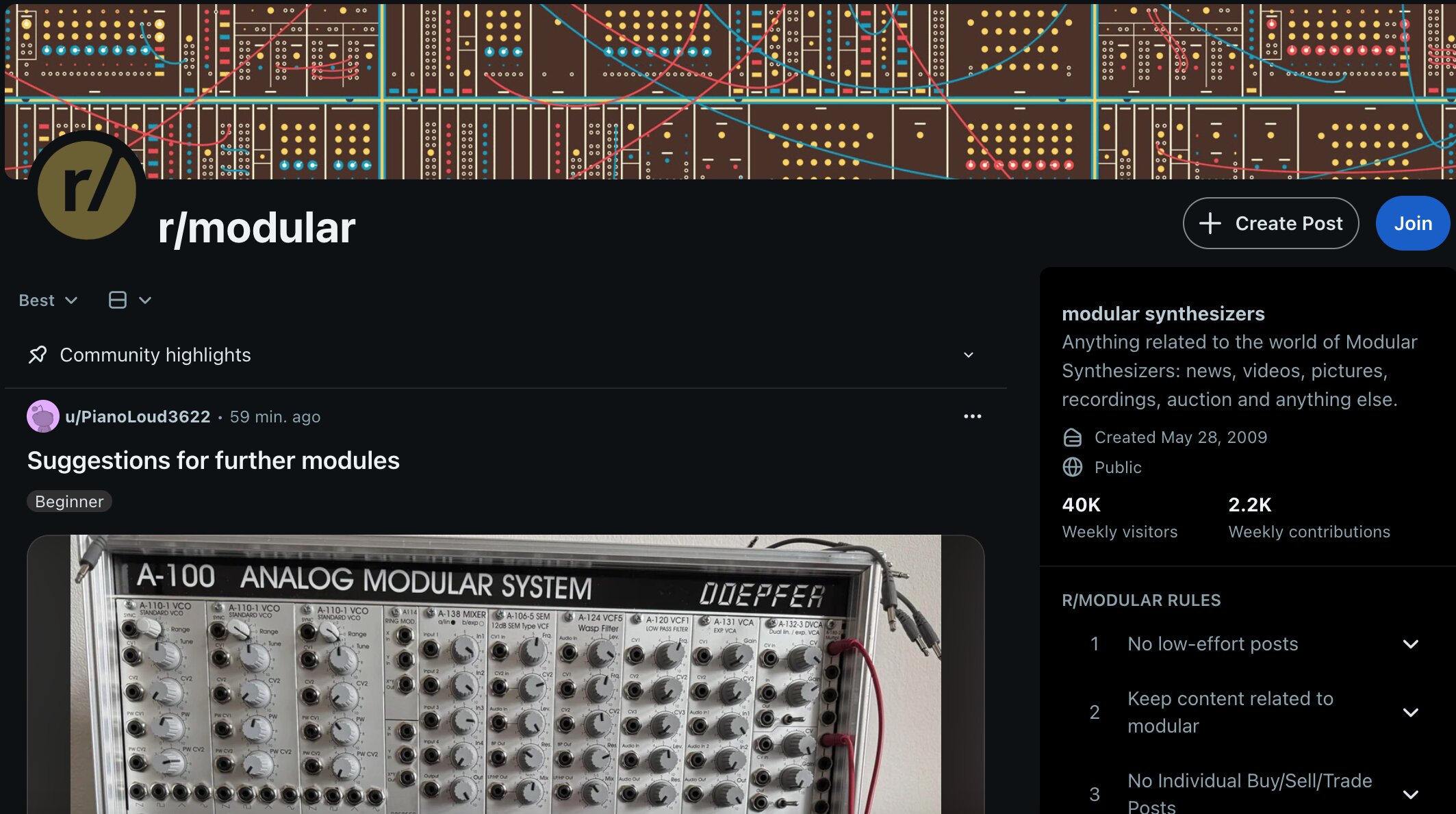 Reddit r modular community discussions about eurorack systems